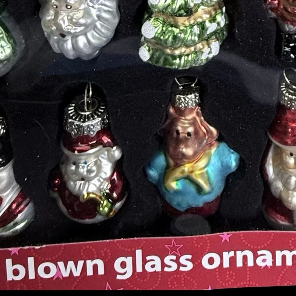 VTG‎ MerryBrite CHRISTMAS FIGURAL ORNAMENTS (12ct) HandBlown - 2.5